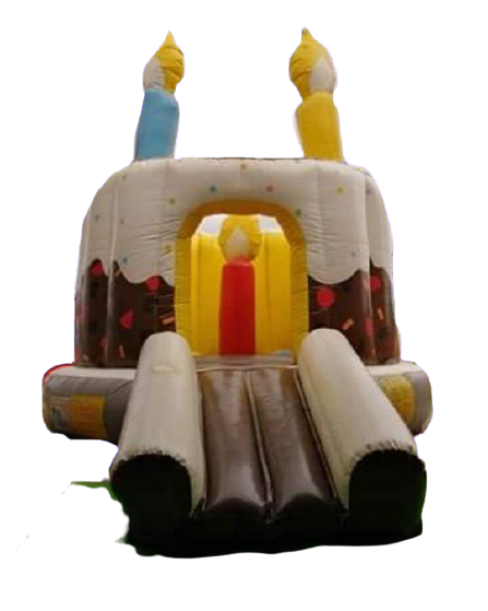 Cake jumping castle front view