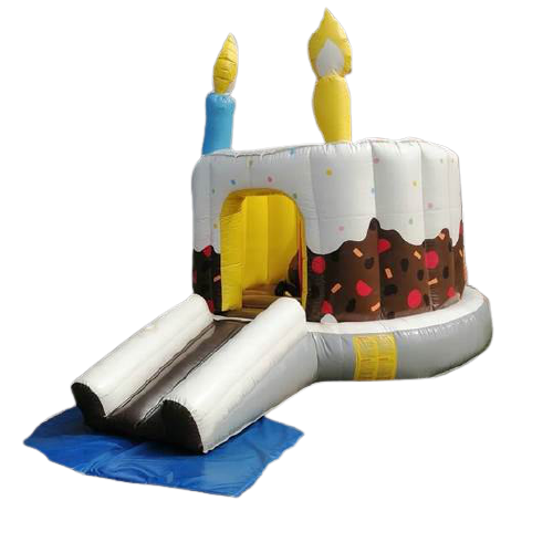 Cake jumping castle side view