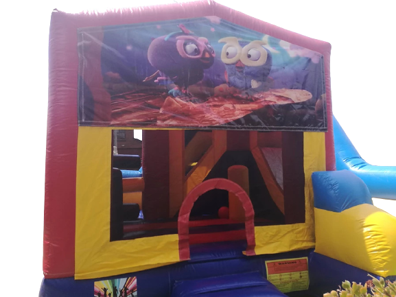 Banner combo jumping castle. Giggle and Hoot Yellow, Red, Blue and White