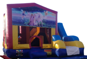 Banner combo jumping castle. Unicorn and Fairies Yellow, Red, Blue and White