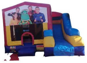 Banner combo jumping castle. Wiggles Yellow, Red, Blue and White